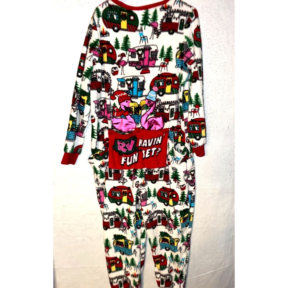 Secret Treasures One Piece Union Suit Pajama XL (16-18) RV Trailer Pink Flamingo
